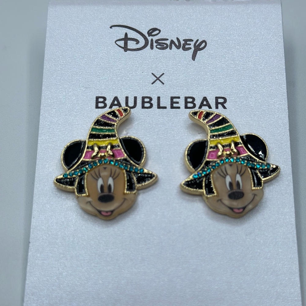 Disney x Baublebar Minnie Mouse Witch Earrings Halloween Rhinestone Sorcerer
